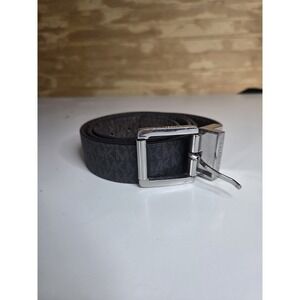Michael Kors Reversible Belt MK Logo Signature Belt Black/Brown Silver Buckle M